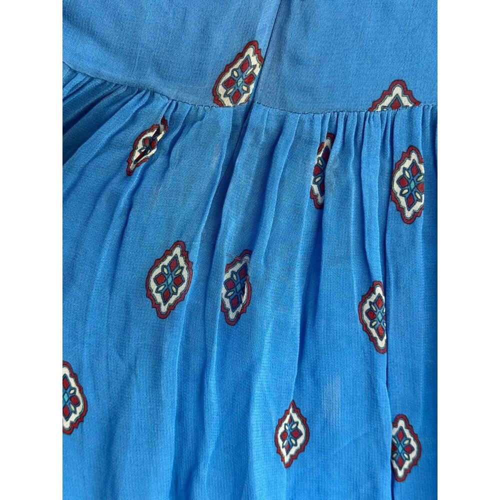 FARM Rio Anika Tiles Blue Maxi Dress Multicolor Size S Fabric Pull - Picture 14 of 14